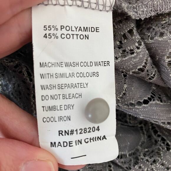 Romy NWT Women's L Whimsigoth Sheer Lace Sleeveless Tank Top Gray Sexy Boho - Picture 7 of 8